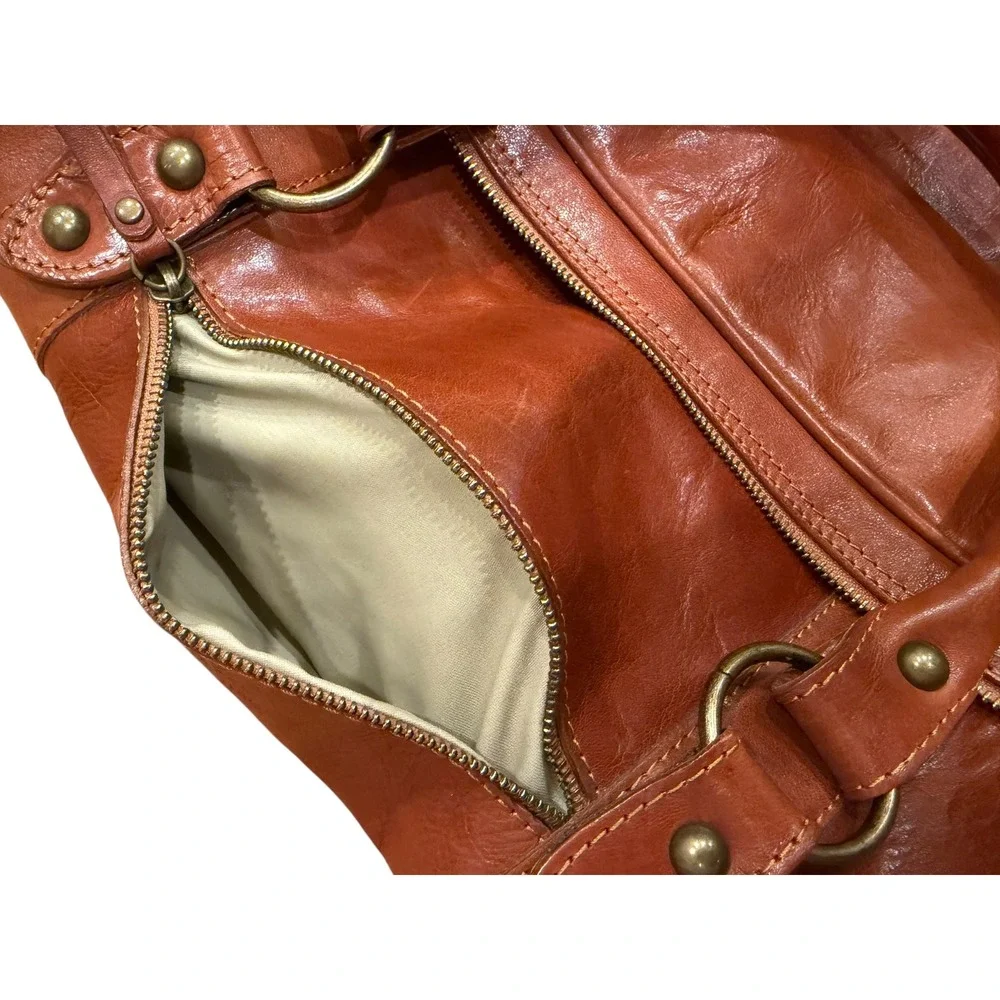 Tuffoni Italy Leather Duffel Bag Cognac Brown Weekender Travel Bag Handcrafted
